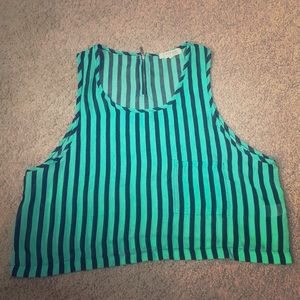 Women's Stripped Oversize Sheer Crop Top (size L)